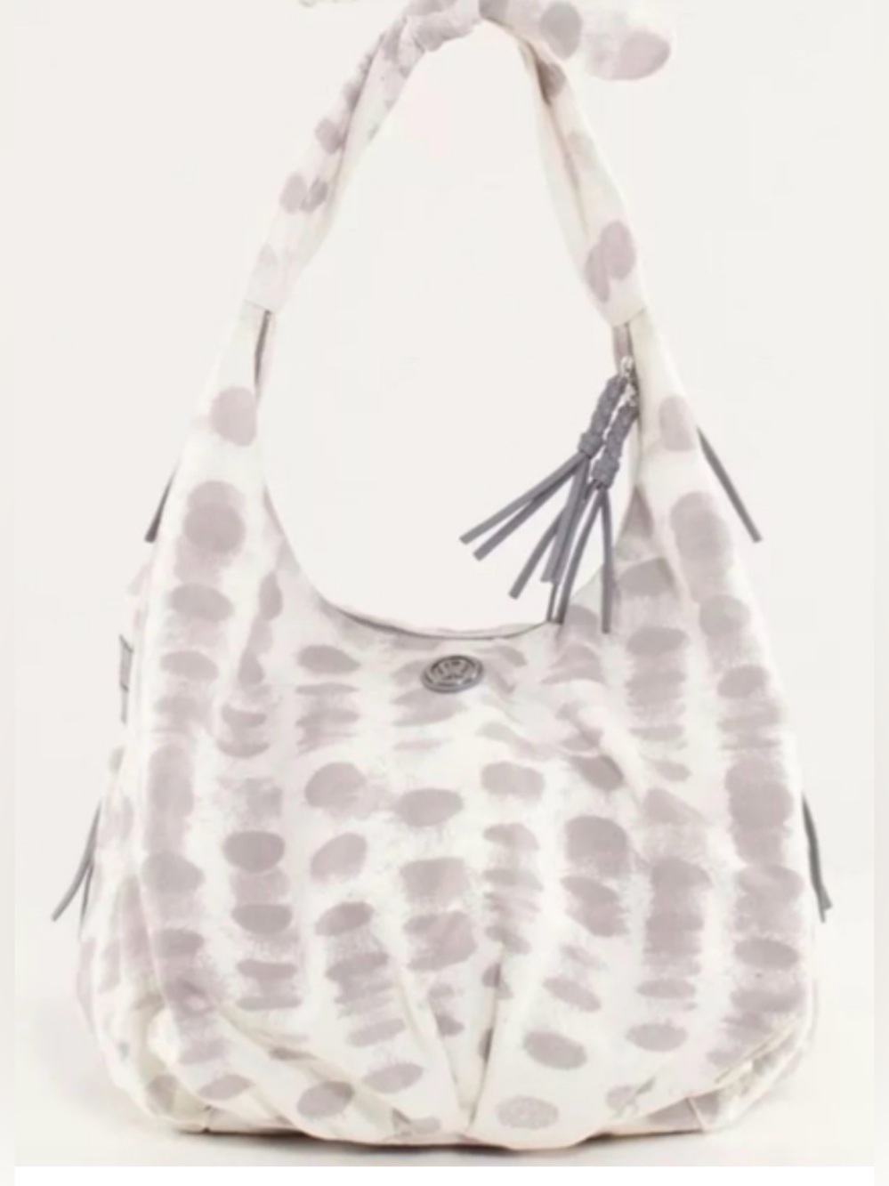 Vintage Lululemon Athleta Sackasana Cross Body Bag Seaside Dot White and fossil